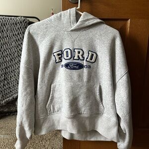 Abercrombie & Fitch Light Gray Hoodie with Navy Logo